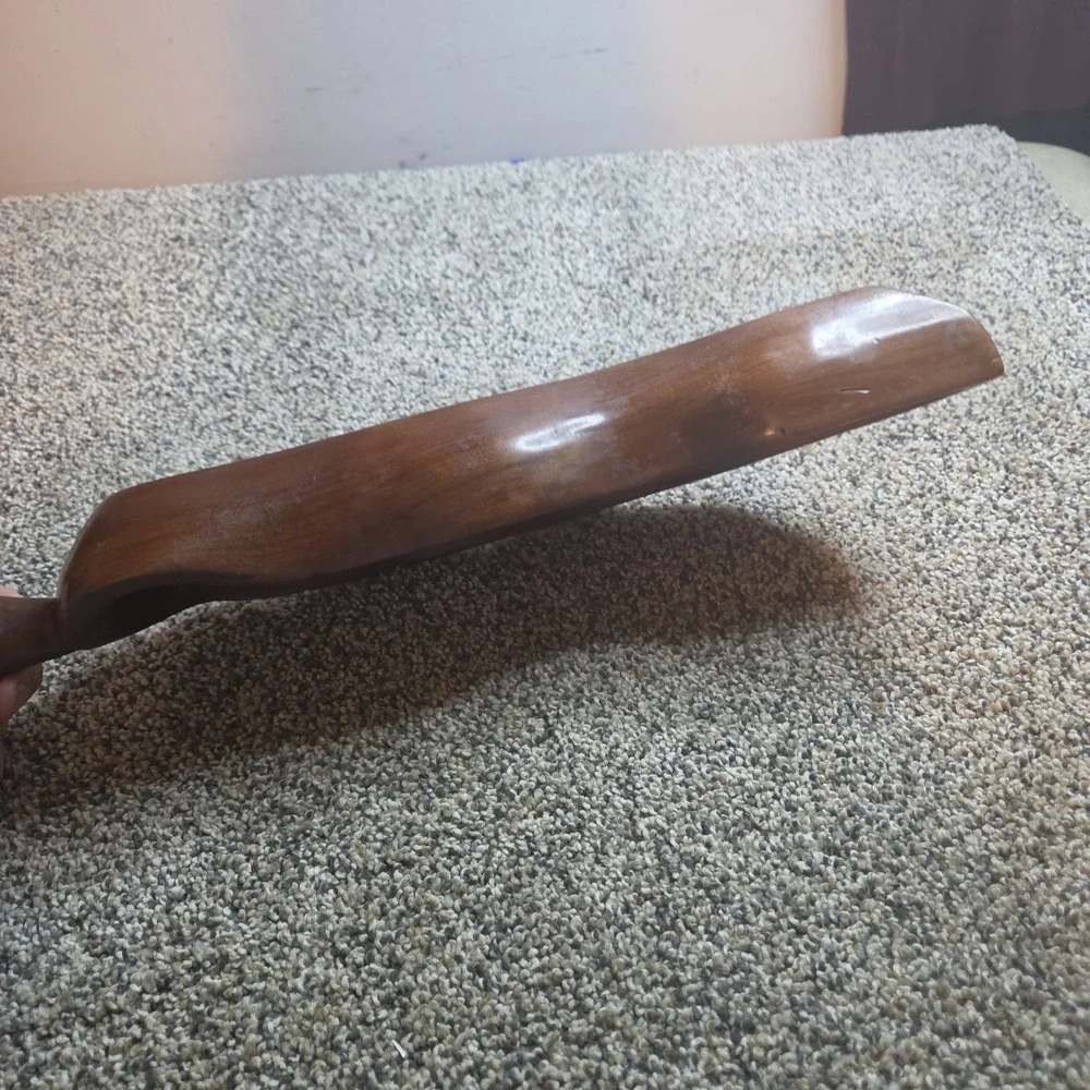 Vintage Hand Carved Wooden Pepper Shaped Serving Bowl Rustic Chili Dish 16 Inch